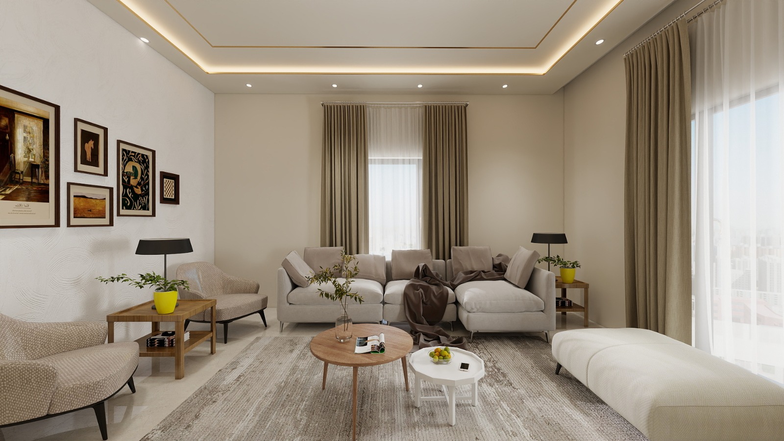 Ytong ev aydınlık salon iç mekân renderı